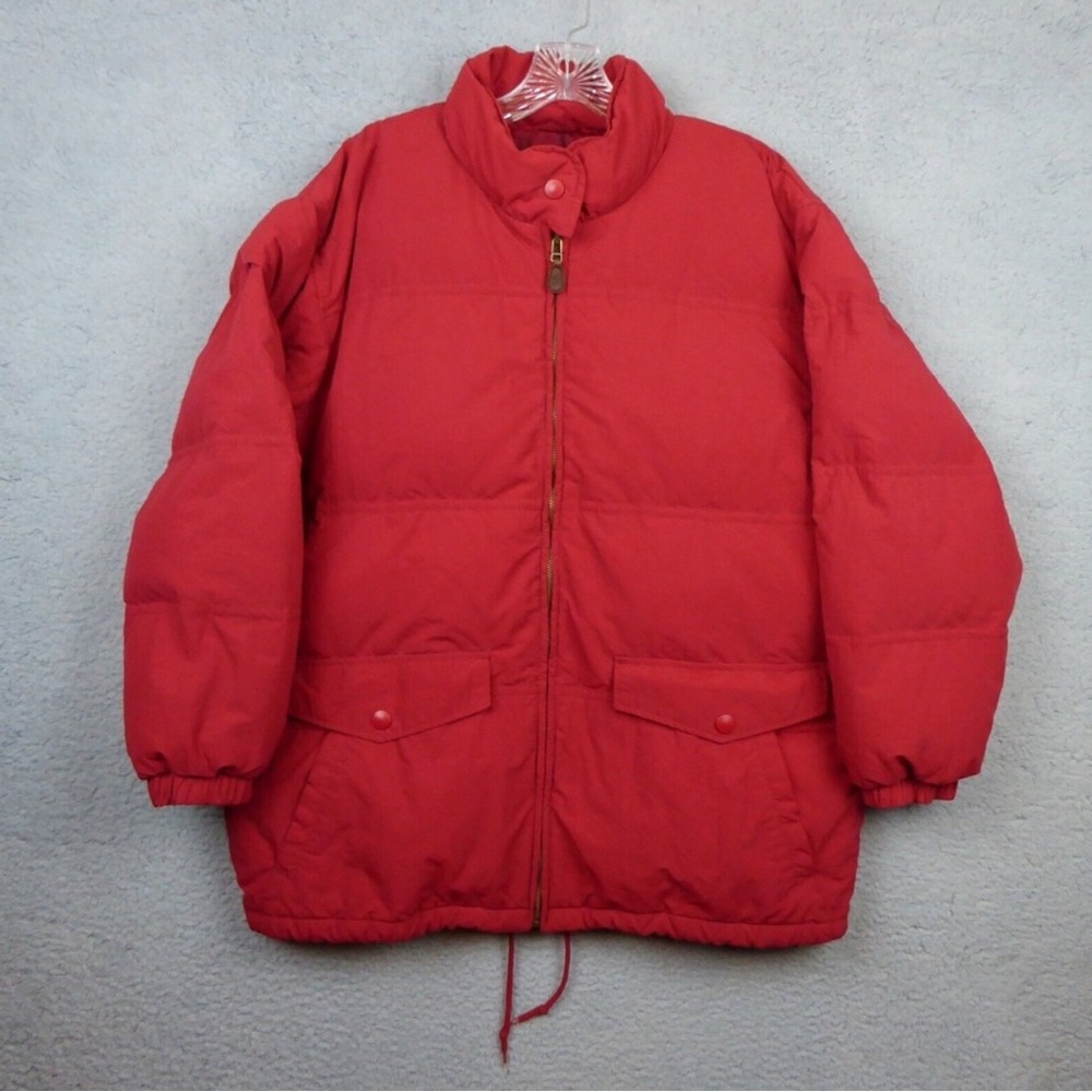 Vintage Eddie Bauer Goose Down  Puffer Puffy Red Coat Jacket Mens Large